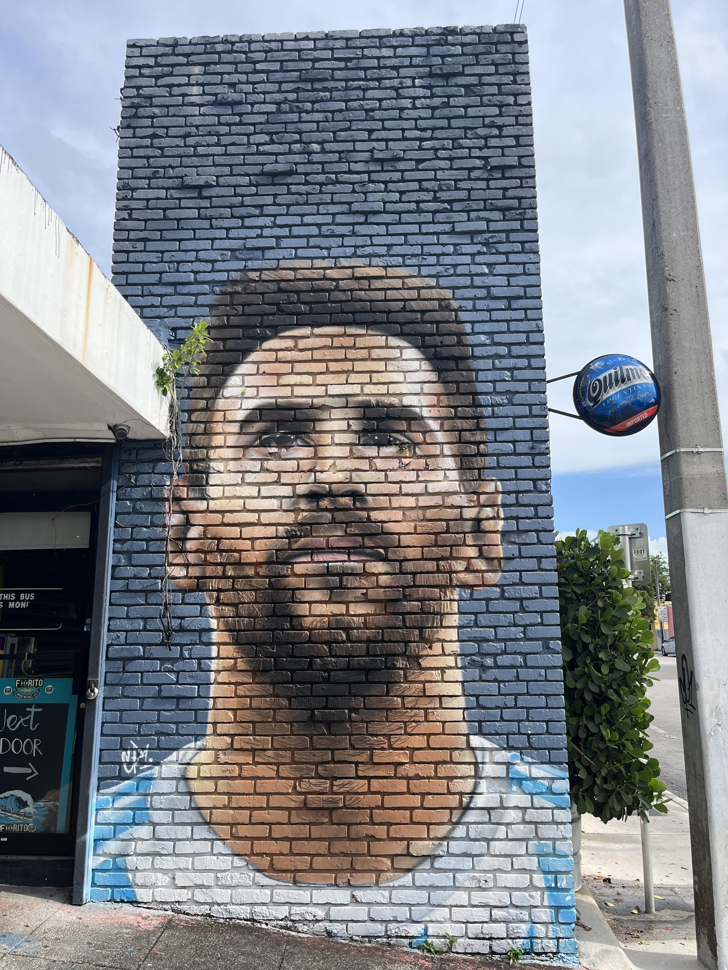 Behold the Messi mural created by local artist Claudio Picasso on the facade of Miami's Fiorito Argentinian Restaurant.