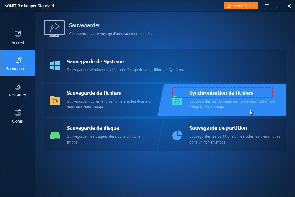 synchronisation de fichiers AOMEI Backupper