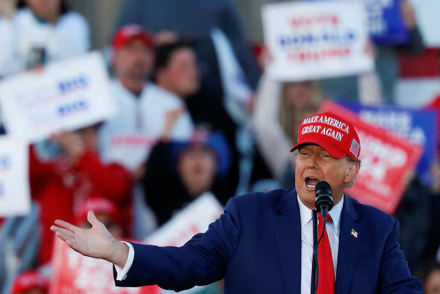 Former U.S. President and Republican presidential candidate Donald Trump attends a campaign rally in Wildwood, New Jersey, U.S., May 11, 2024. REUTERS/Evelyn Hockstein/File Phot