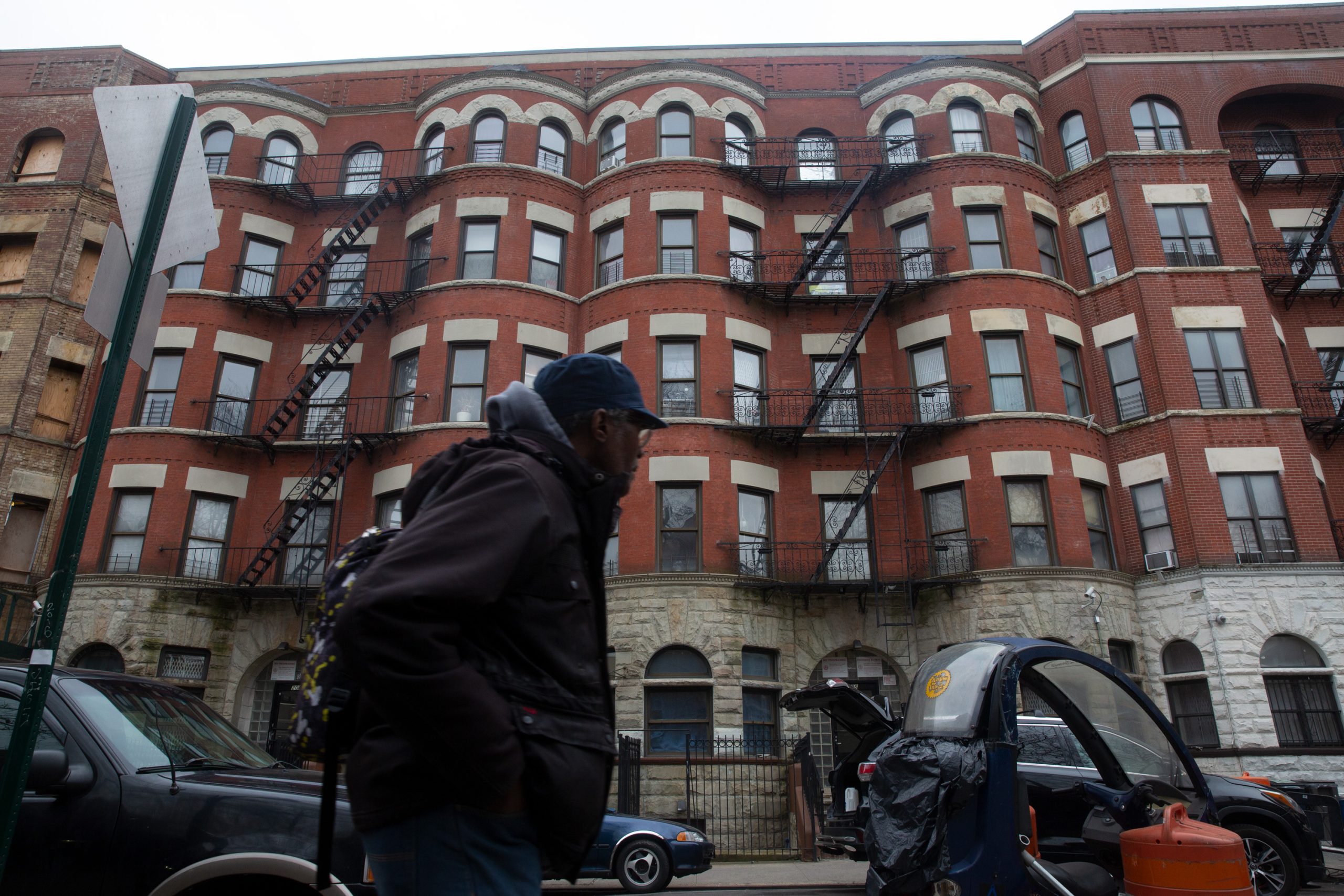 Residents at several buildings on West 133rd Street were facing eviction after the city failed send housing voucher payments to their landlord, Feb. 9, 2023.