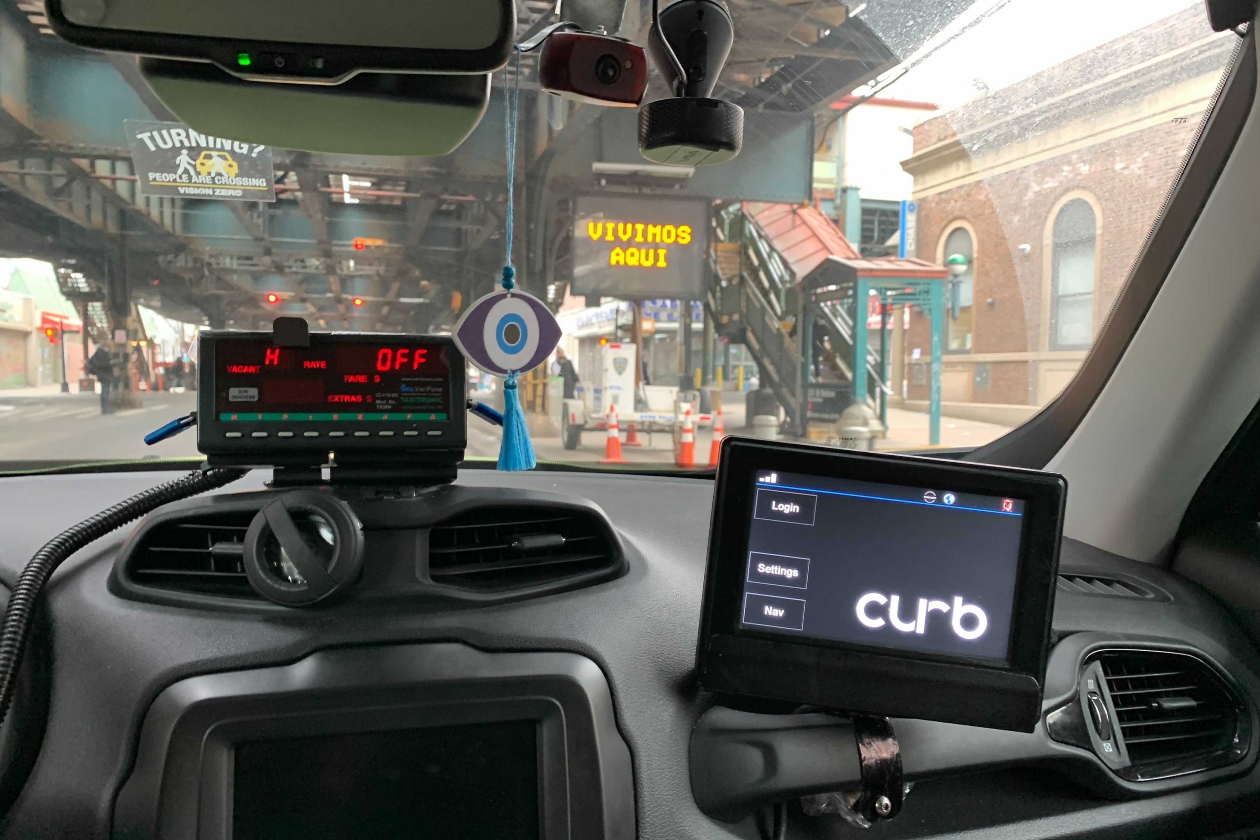 Inside a green cab on Broadway in The Bronx, March 1, 2022.
