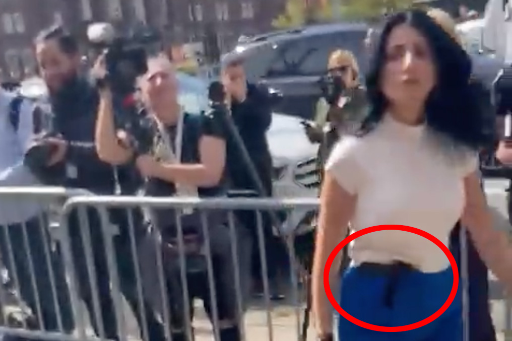 A screenshot of a photo taken outside a rally on Oct. 12, 2023 appears to show Councilmember Inna Vernikov with a firearm on her hip.