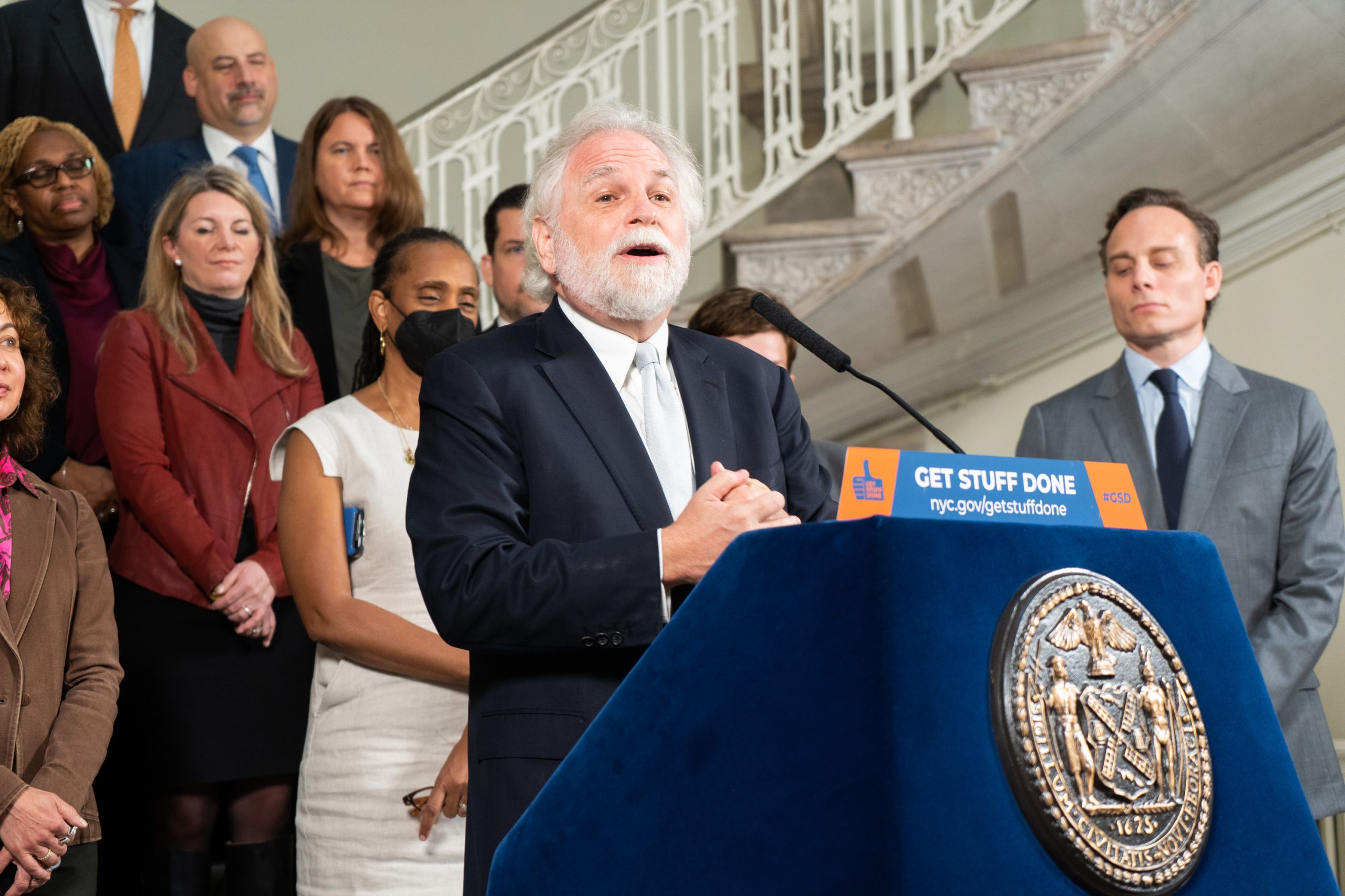 Randy Mastro speaks at City Hall about Mayor Eric Adams launching the NYC Legal Fellows Program.