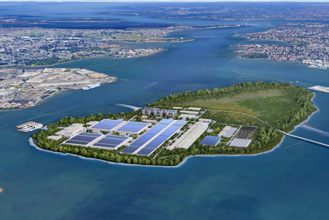 NYC Environmental Protection released a rendering of a proposed Wastewater Resource Recovery Facility on Rikers Island.