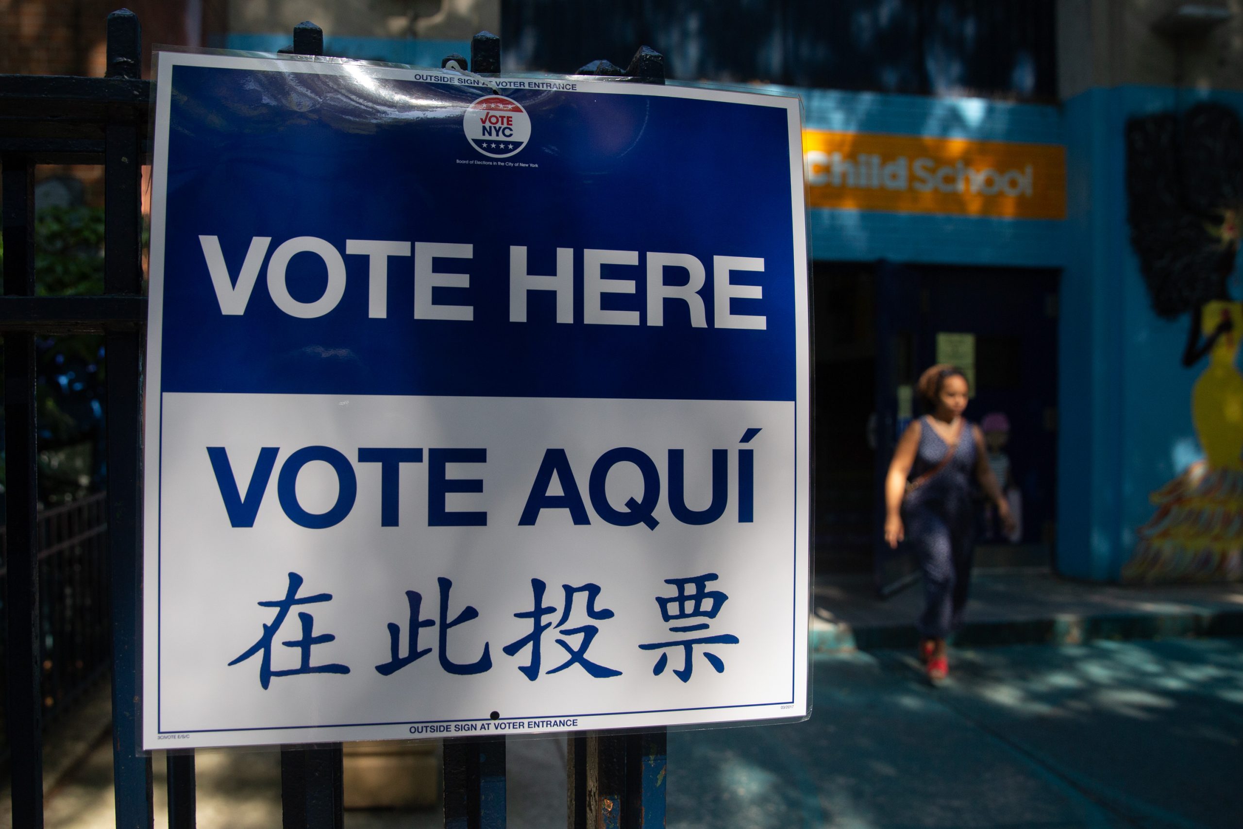 People voted in the Democratic primary at P.S. 9 in Prospect Heights.