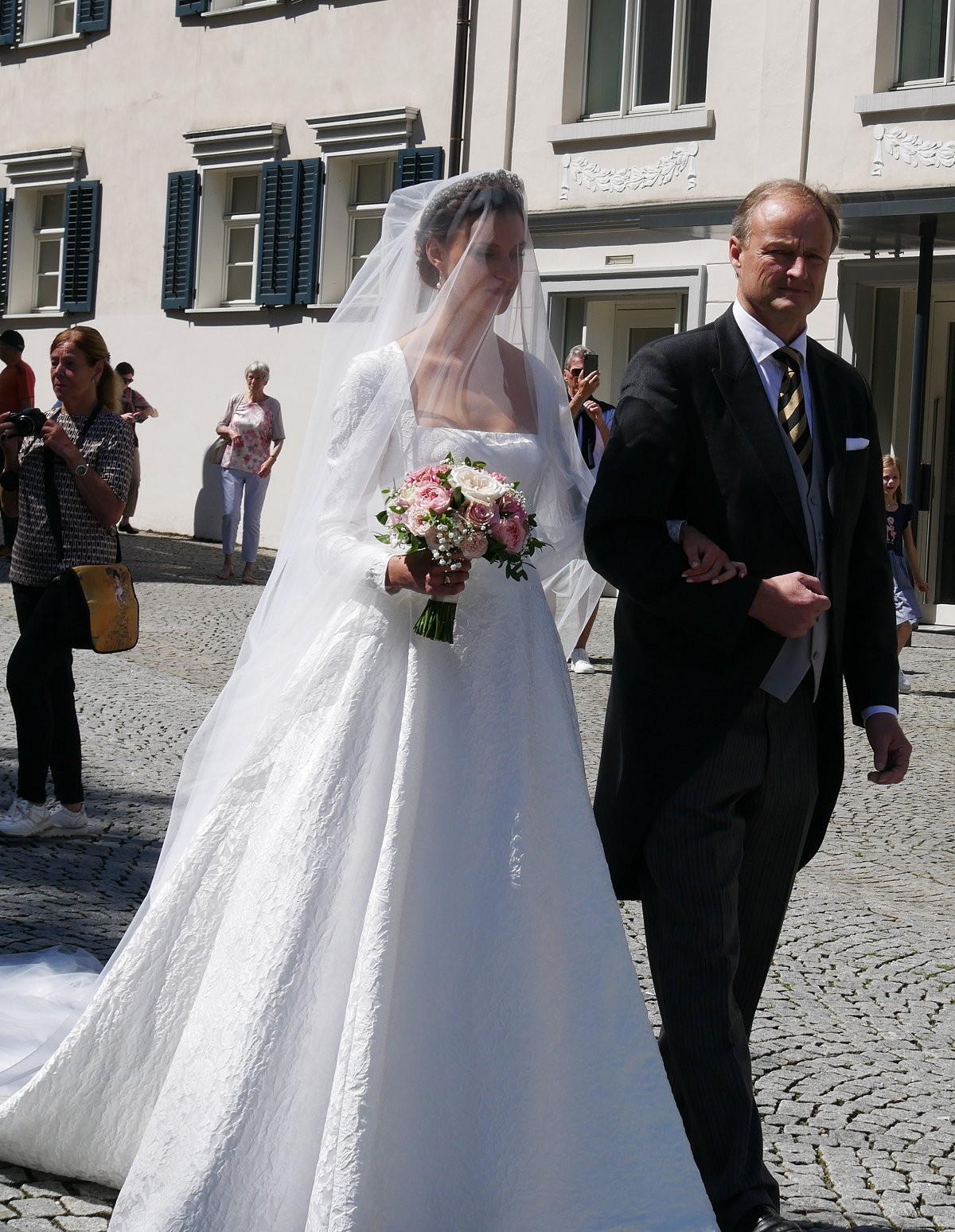 Countess Leonie von Waldburg-Zeil is pictured with her father, Count Franz Clemens, on her wedding day in Hohenems, Austria, on June 22, 2024 (Photograph © Stefan. Do not reproduce.)