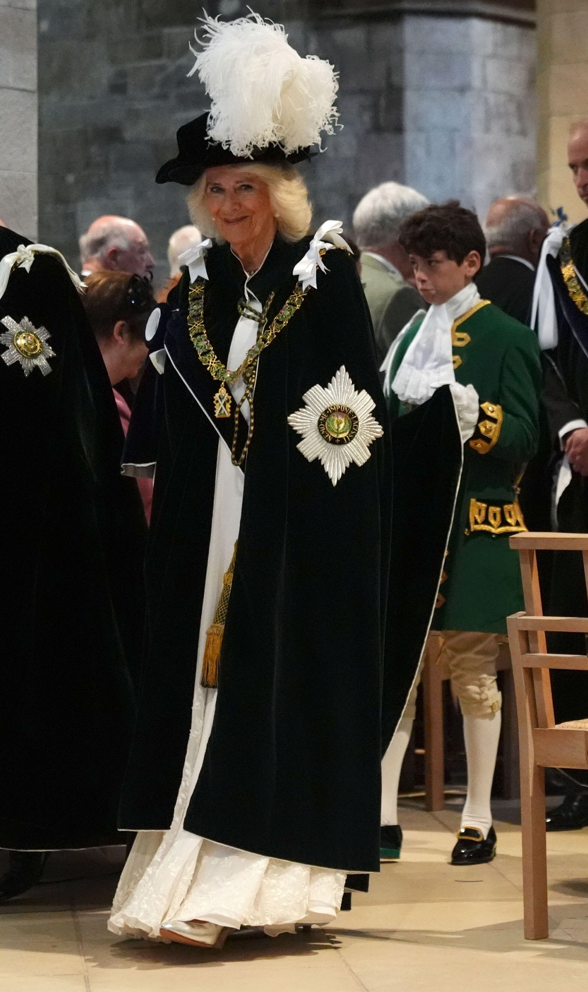 Queen Camilla attends the Order of the Thistle service at St. Giles' Cathedral in Edinburgh on July 3, 2024 (Andrew Milligan/PA Images/Alamy)