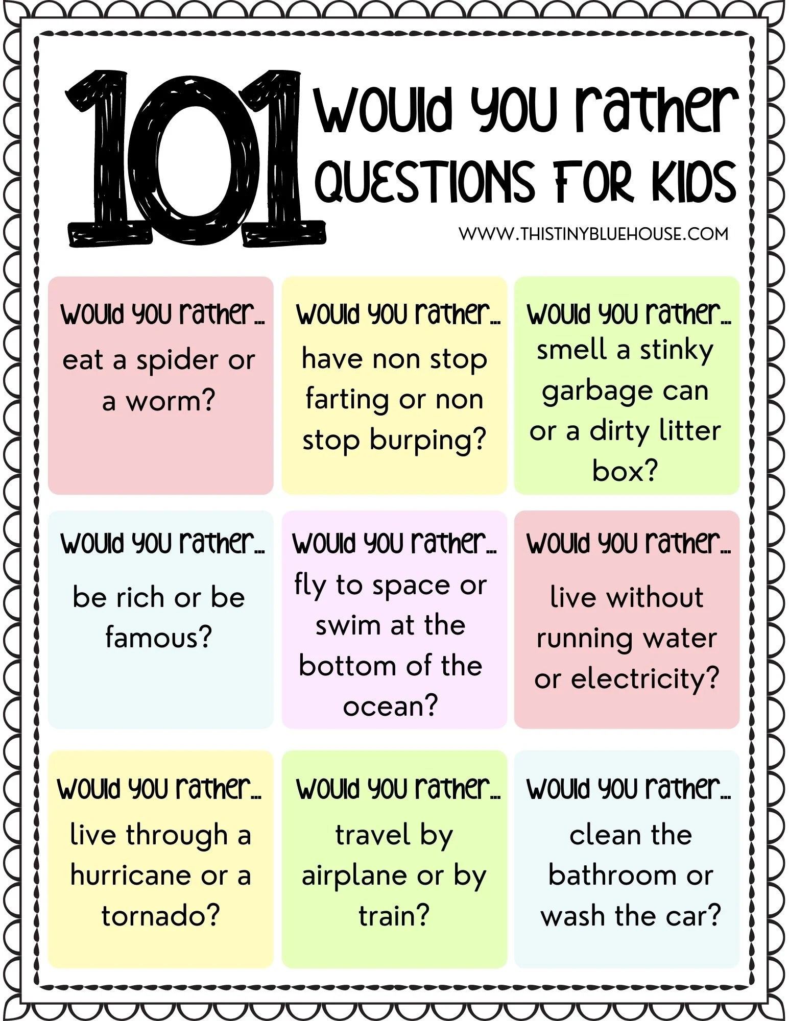 101 Best Free Printable Boredom Busting Would You Rather Questions For Kids You Need To Download This Tiny Blue House