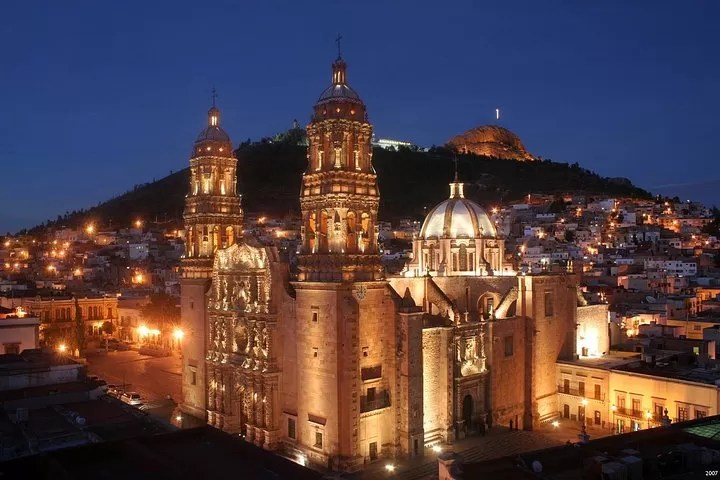 cathedral light show at night