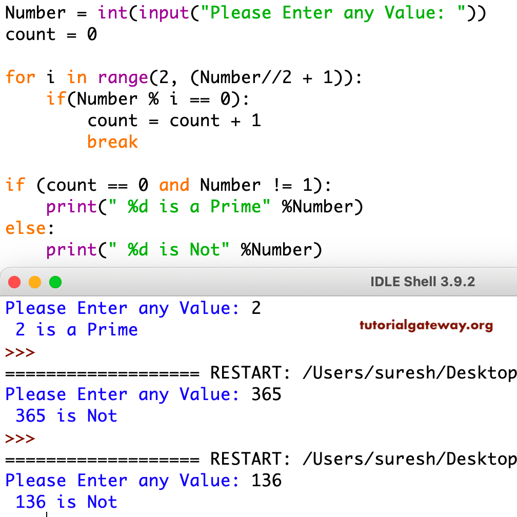 Prime number in python program to check a number is prime or not prime 