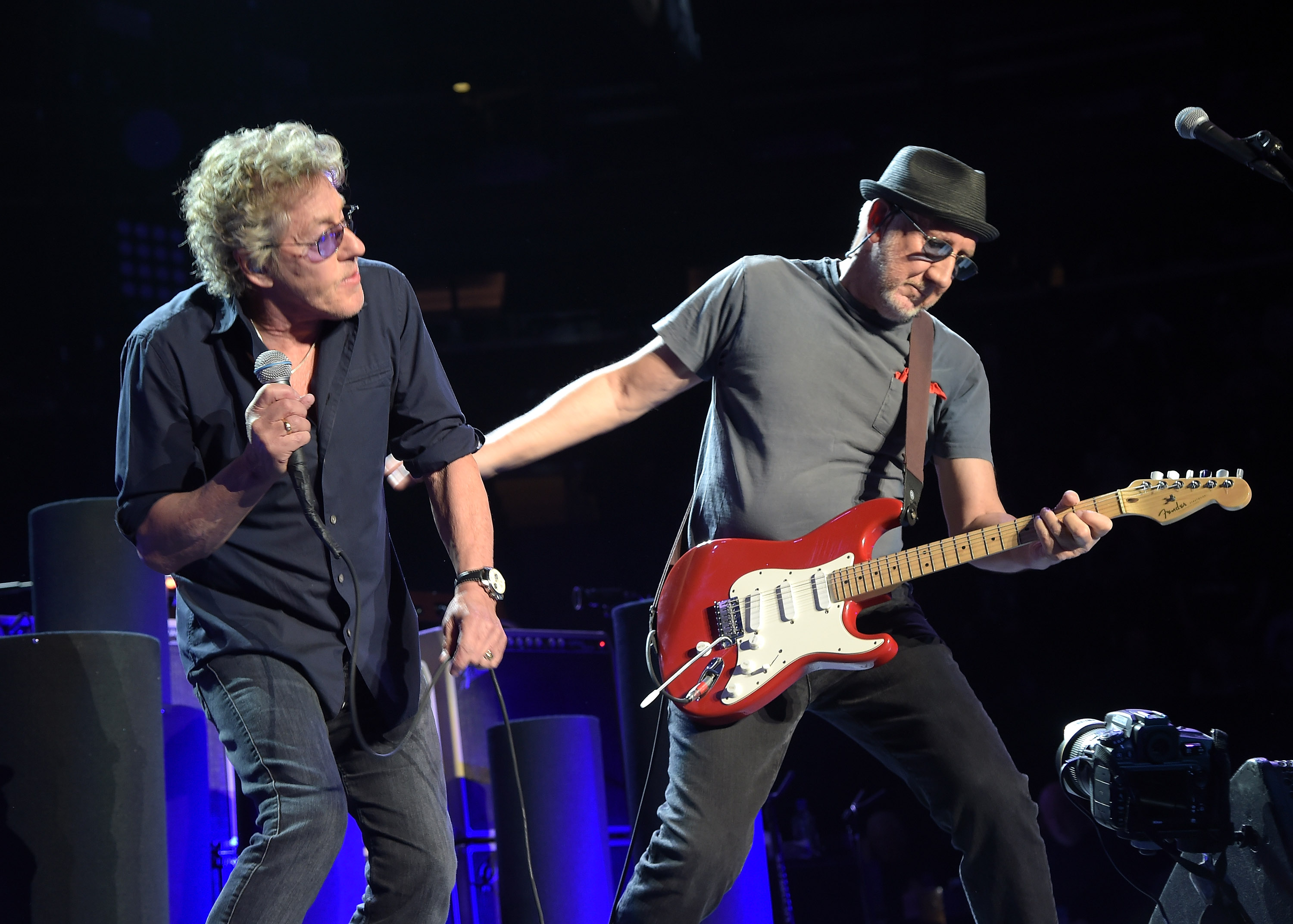 Roger Daltrey and Pete Townshend on stage.