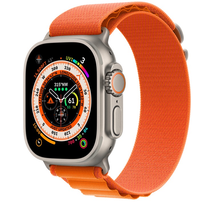  A smartwatch with an orange band
