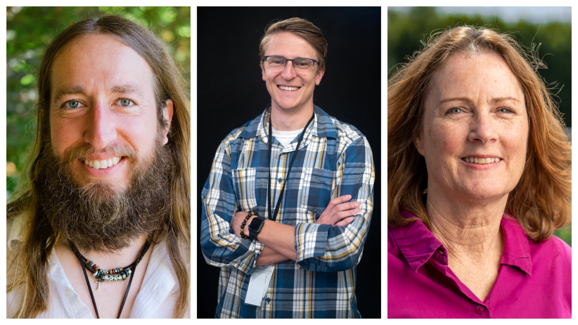 Josh Harding, left, Nathan Lee and Kathy Gleeson all have pivoted in recent years from careers in oil and gas to careers in renewable energy. (Harding photo courtesy of him; Lee photo by Hans Gutknecht, Los Angeles Daily News/SCNG; Gleeson photo by Leonard Ortiz, Orange County Register/SCNG)