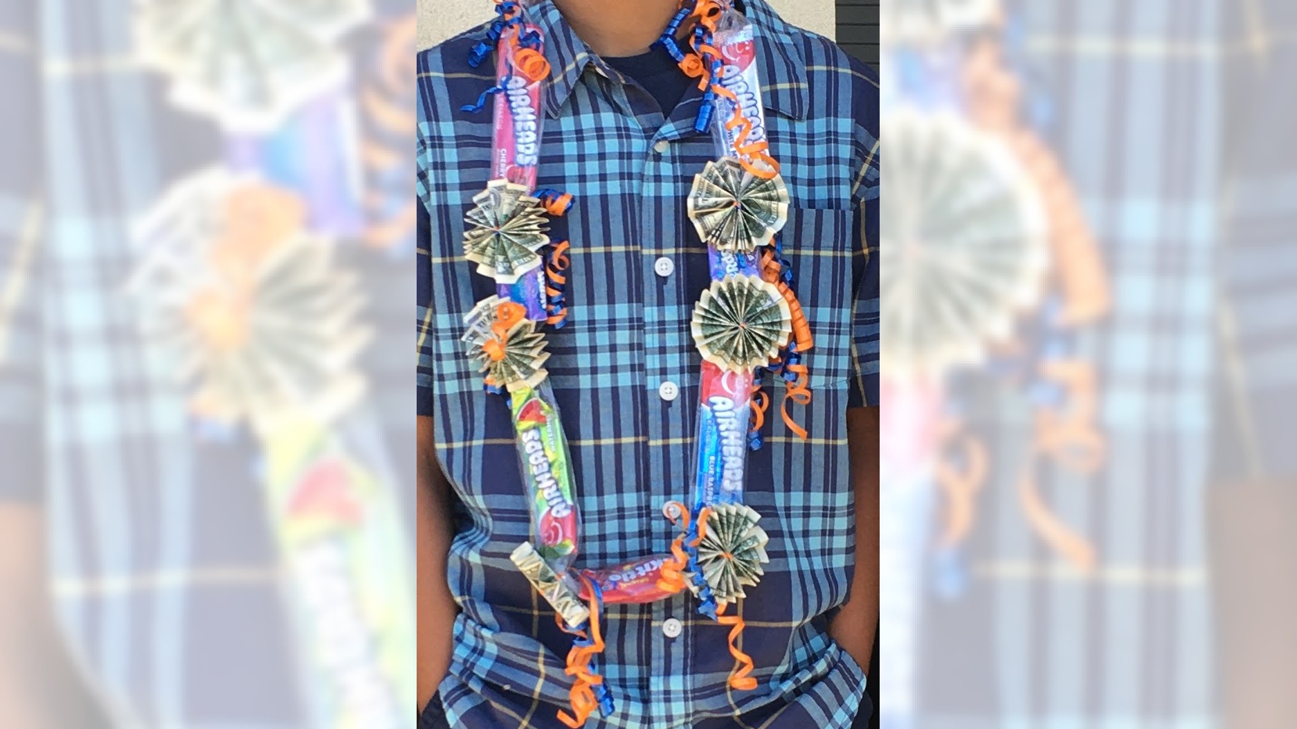 A candy-and-cash lei is a fun graduation gift idea for young children. (Photo by Darleene Powells/MediaNews Group)
