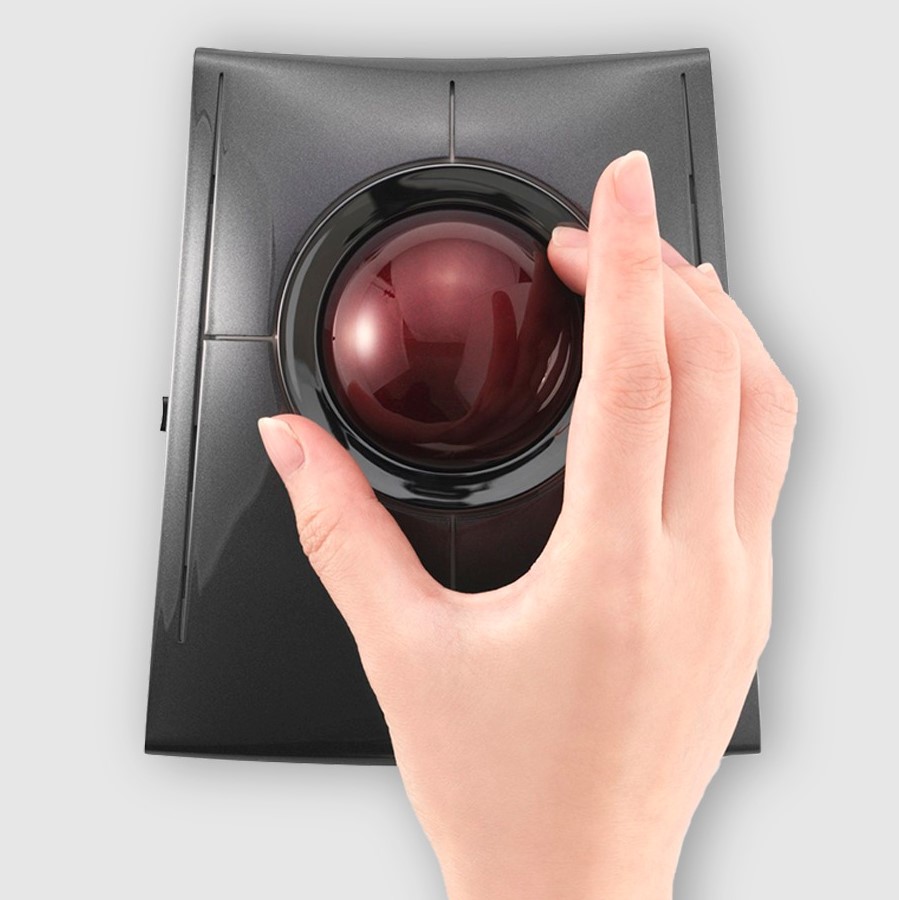 computer trackball with a red ball