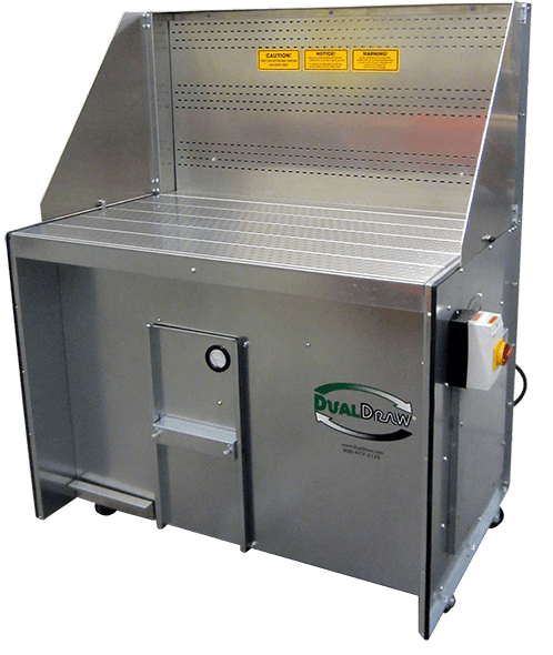 Vented back downdraft table