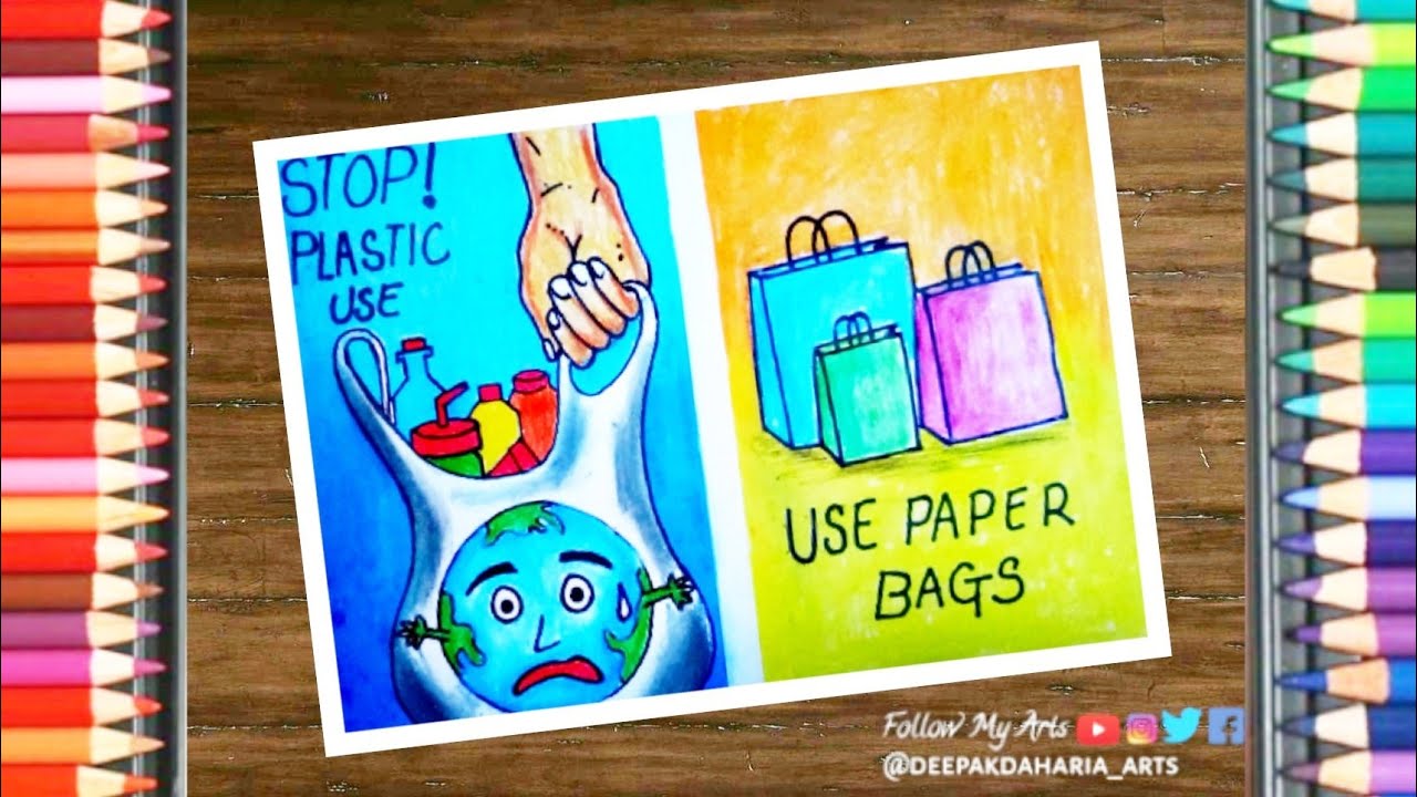 Stop Plastic Pollution Drawing Plastic Mukt Bharat Poster Making