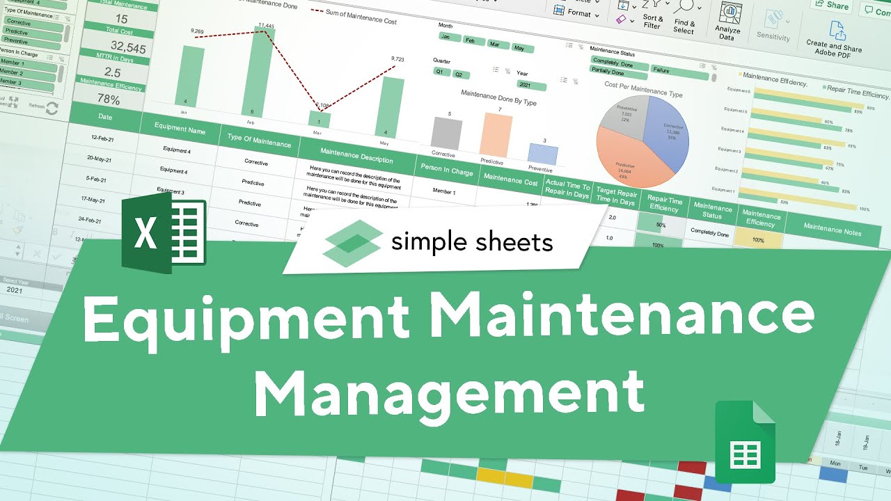 Equipment Maintenance Management Excel Google Sheets Cmms Template Step