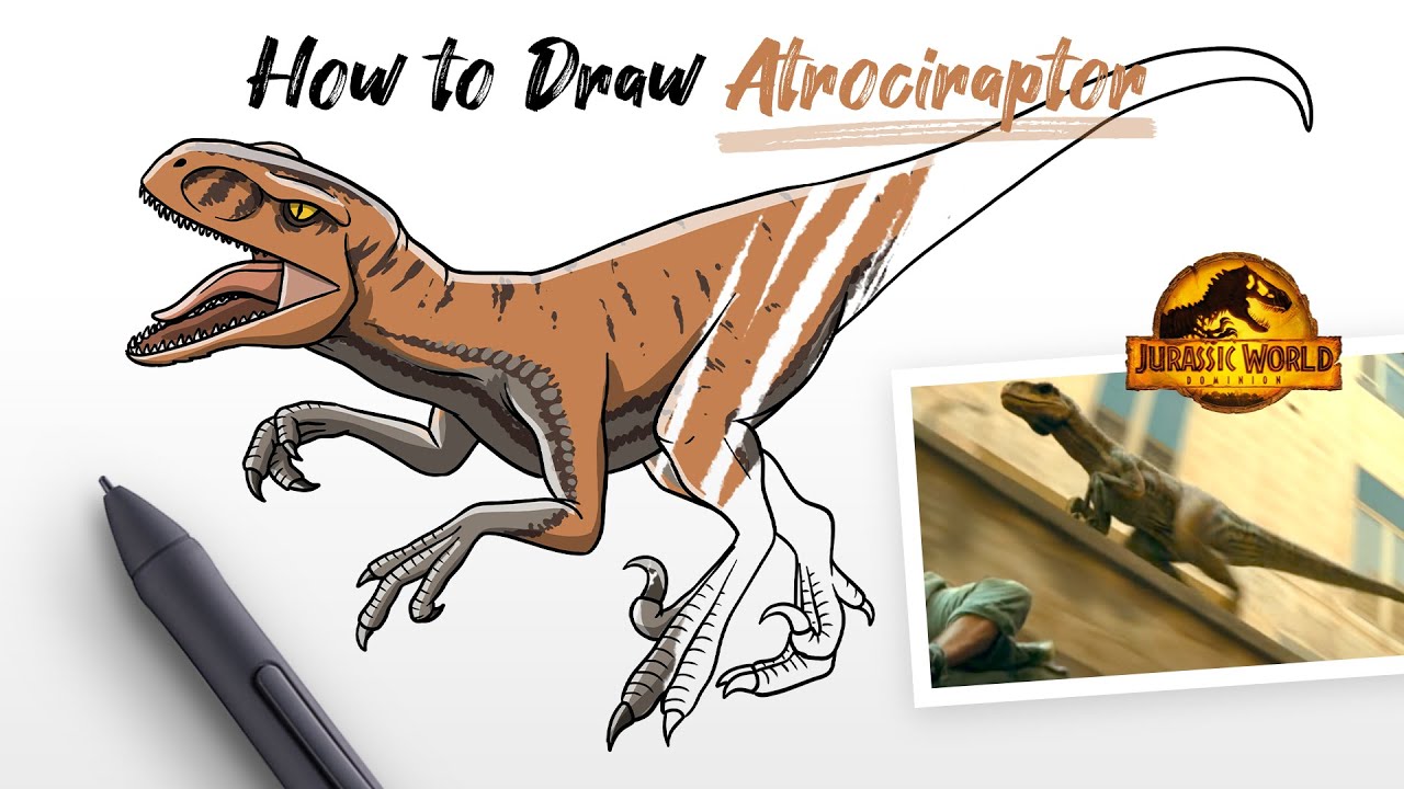 How To Draw Atrociraptor Ghost Dinosaur From Jurassic World Dominion