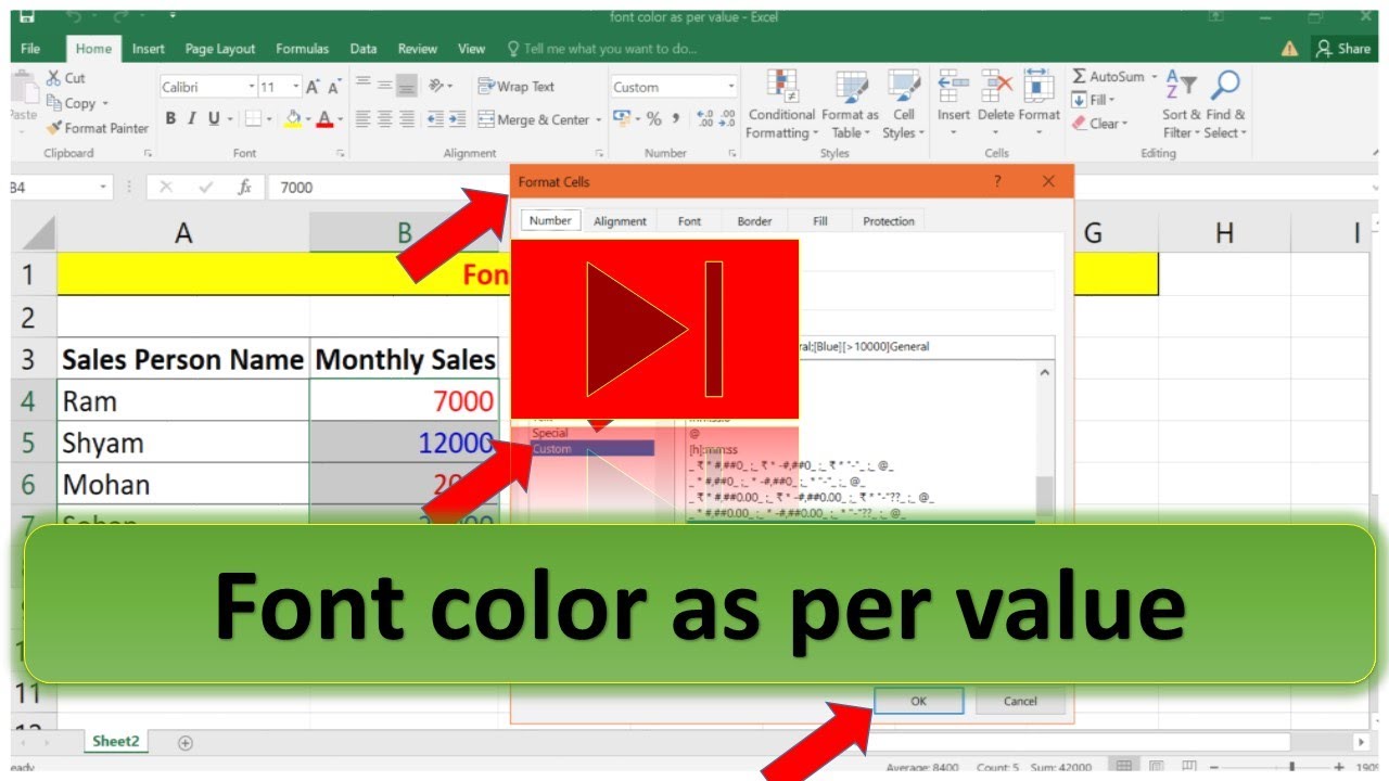 How Do I Change The Font Color In Excel Based On Value Font Color As 