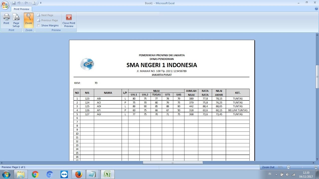 Cara Membuat Daftar Nilai Lengkap Dengan Rumus Nilai Akhir Dan Nilai