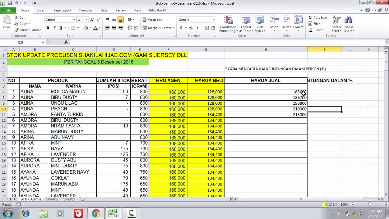 CARA PERSENTASE DI EXCEL