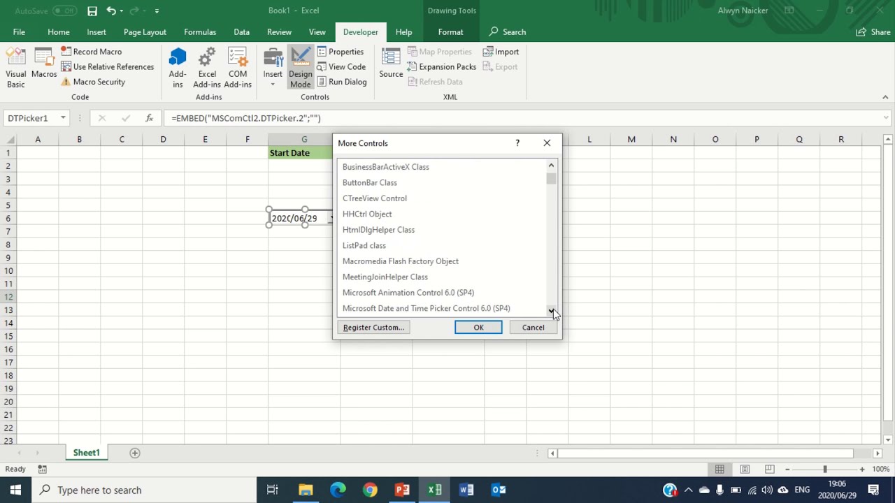 Excel Insert Date Picker