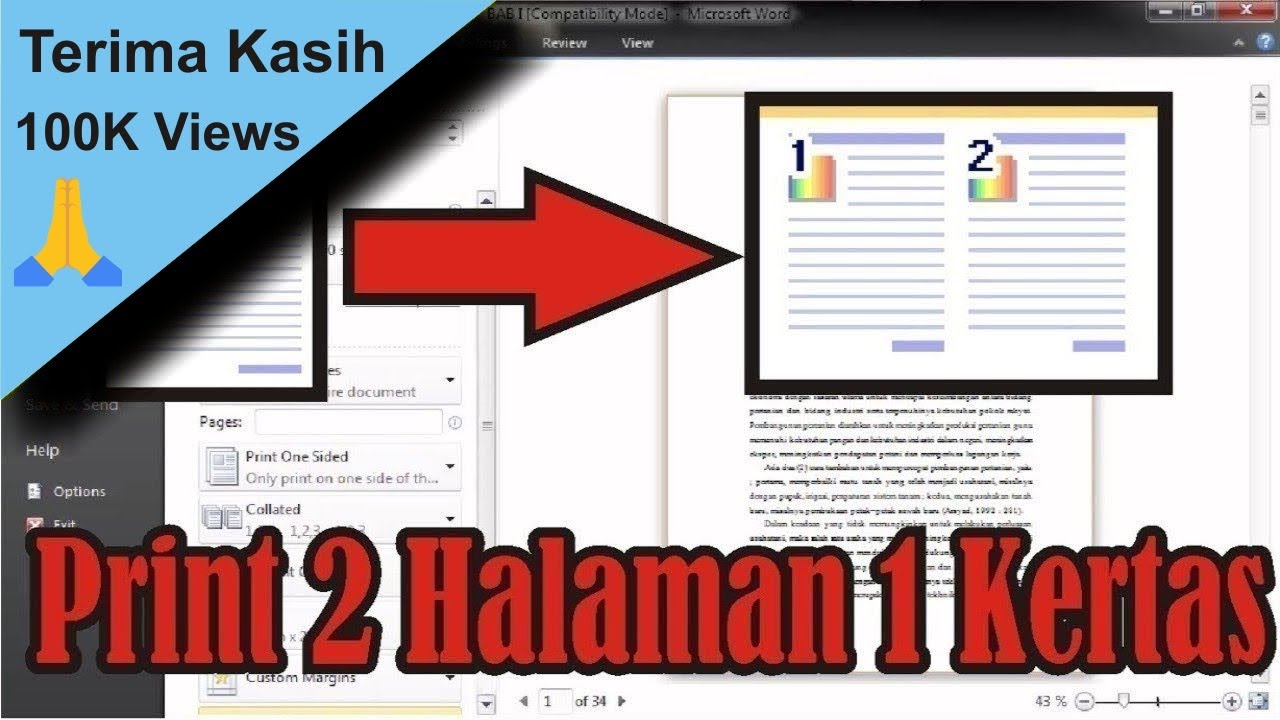 Tutorial Cara Ngeprint 2 Halaman Dalam 1 Lembar Di Microsoft Word