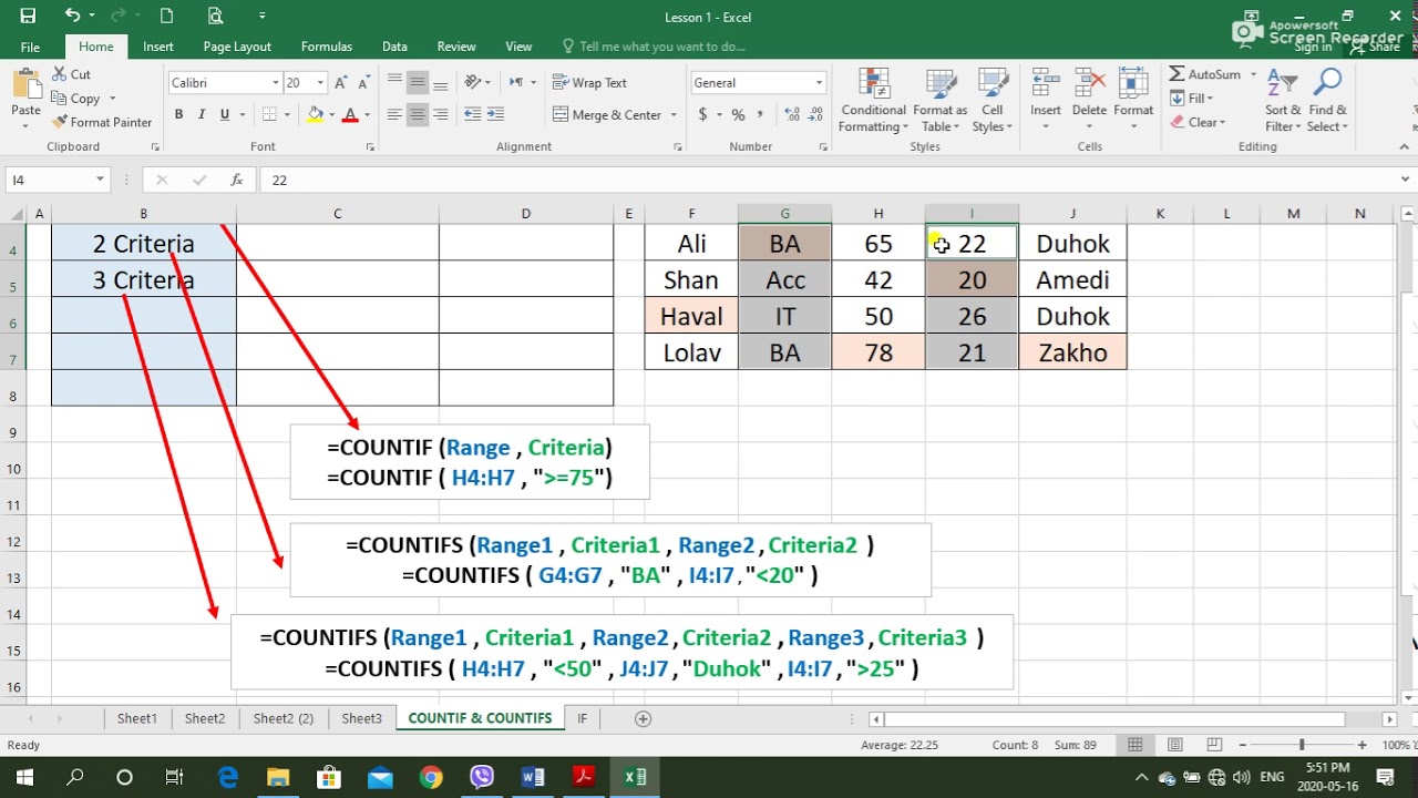 Microsoft Excel Tutorial Countifs Function Youtube Riset