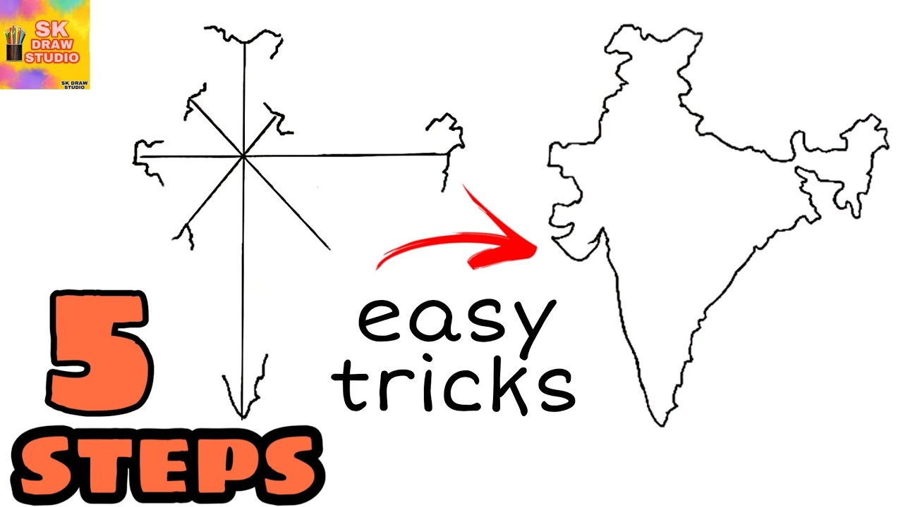 India Map Easy Trick How To Draw India Map With Dots India Map Drawing