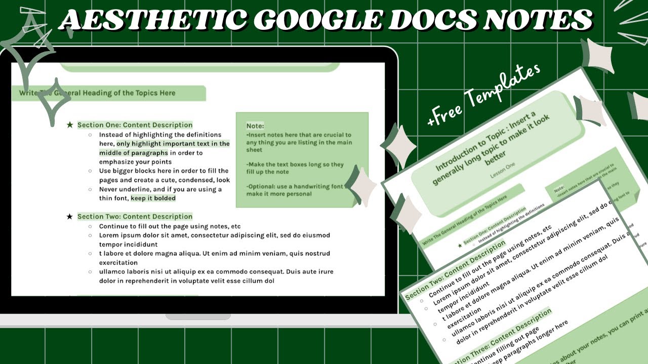 How To Make Aesthetic Green Notes On Google Docs Google Docs Note Template Otosection