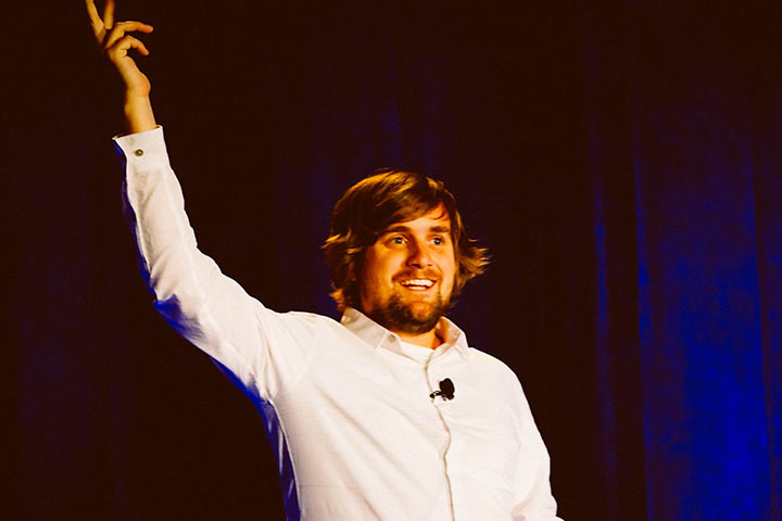 Brad Frost, photographed at An Event Apart by Jeffrey Zeldman.