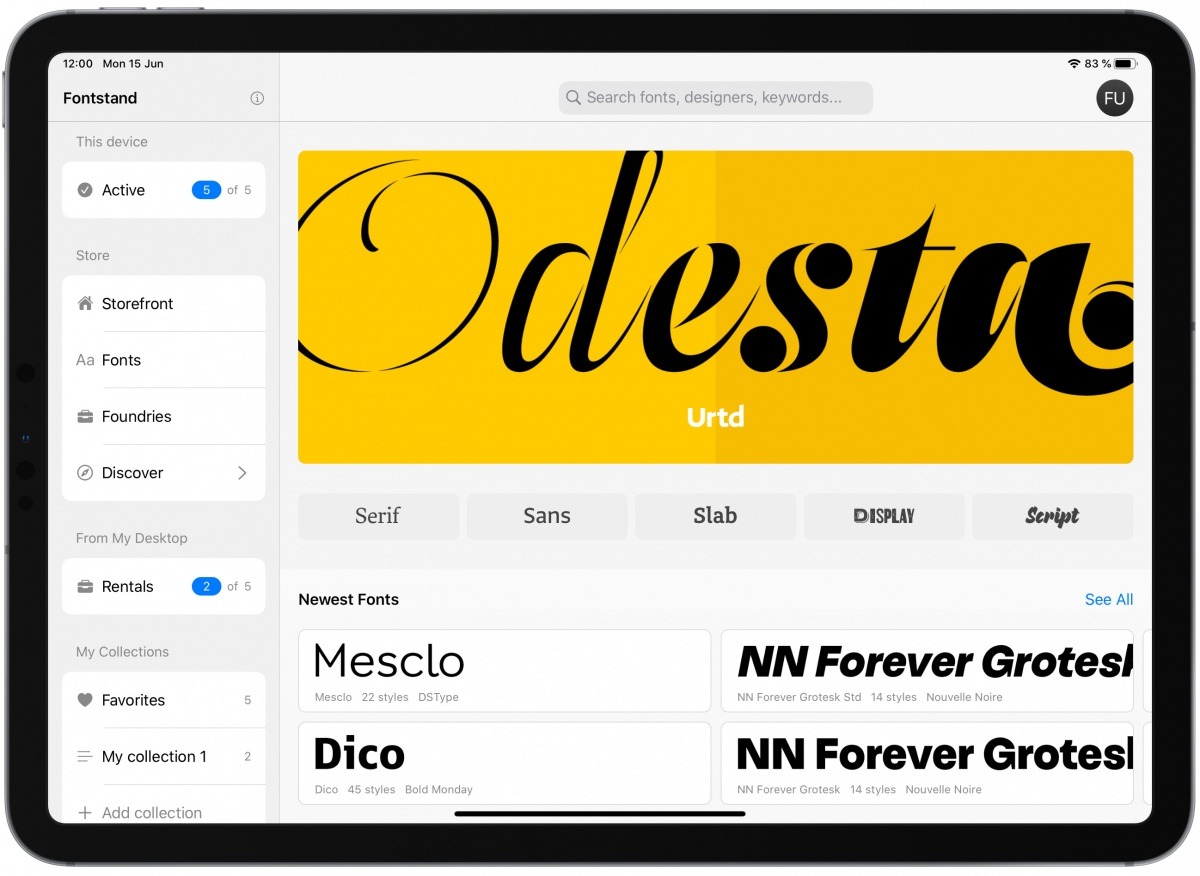 New Fontstand app for iPad.