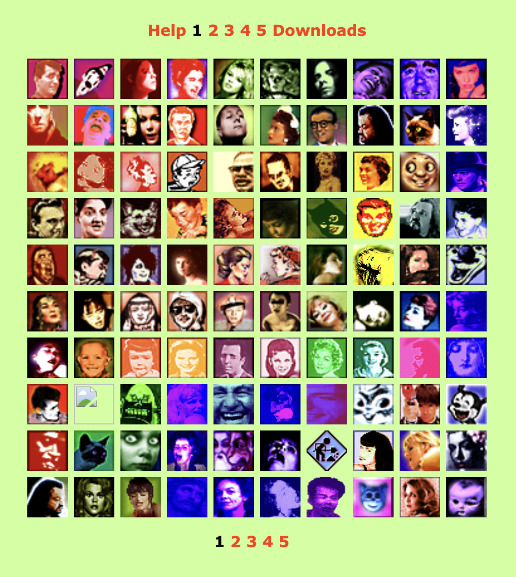 First gallery spread of “Pardon My Icons,” a zeldman.com entertainment from 1995 ff.
