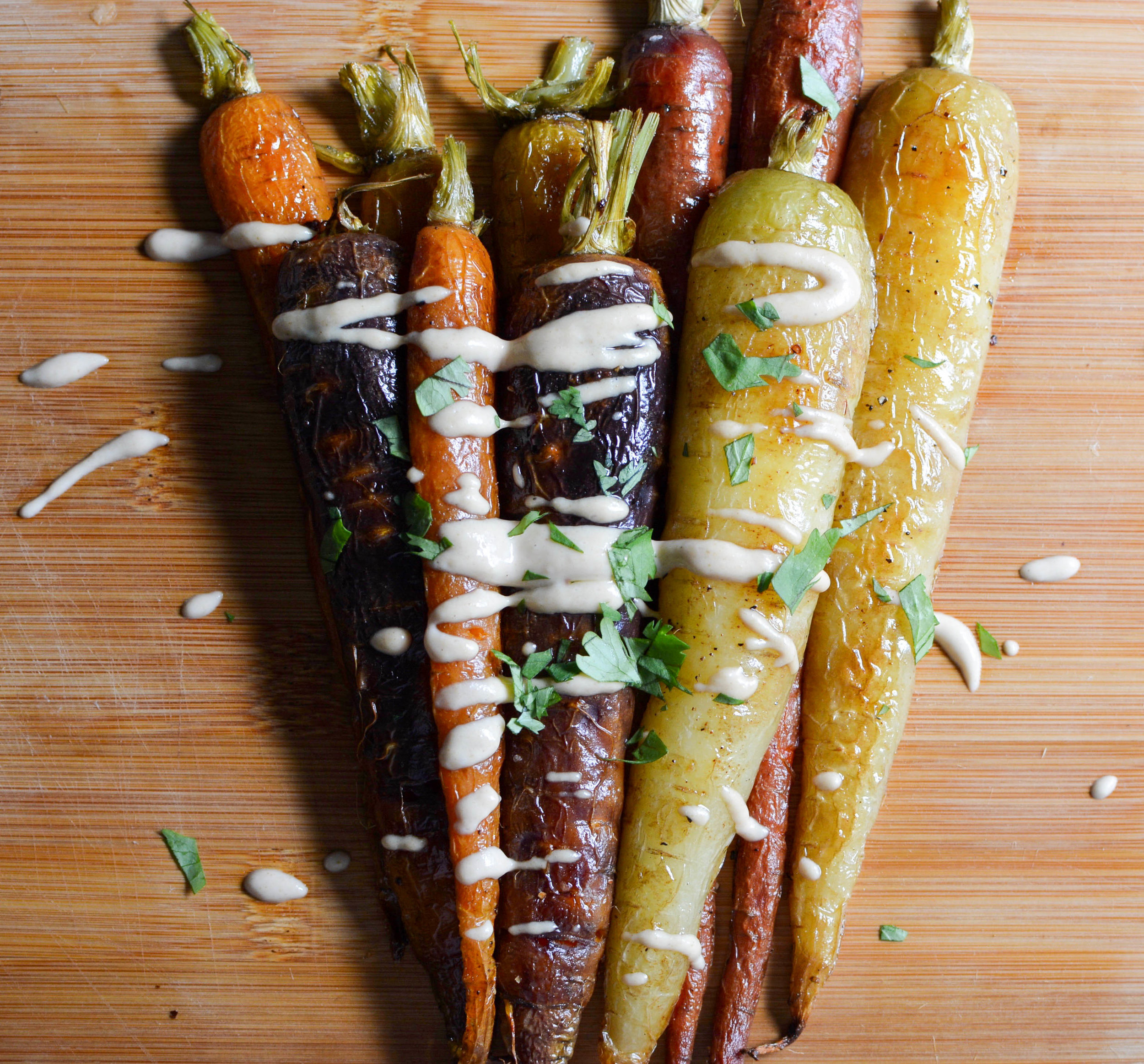 Heirloom Roasted Carrots with a Simple Lemon Tahini Dressing