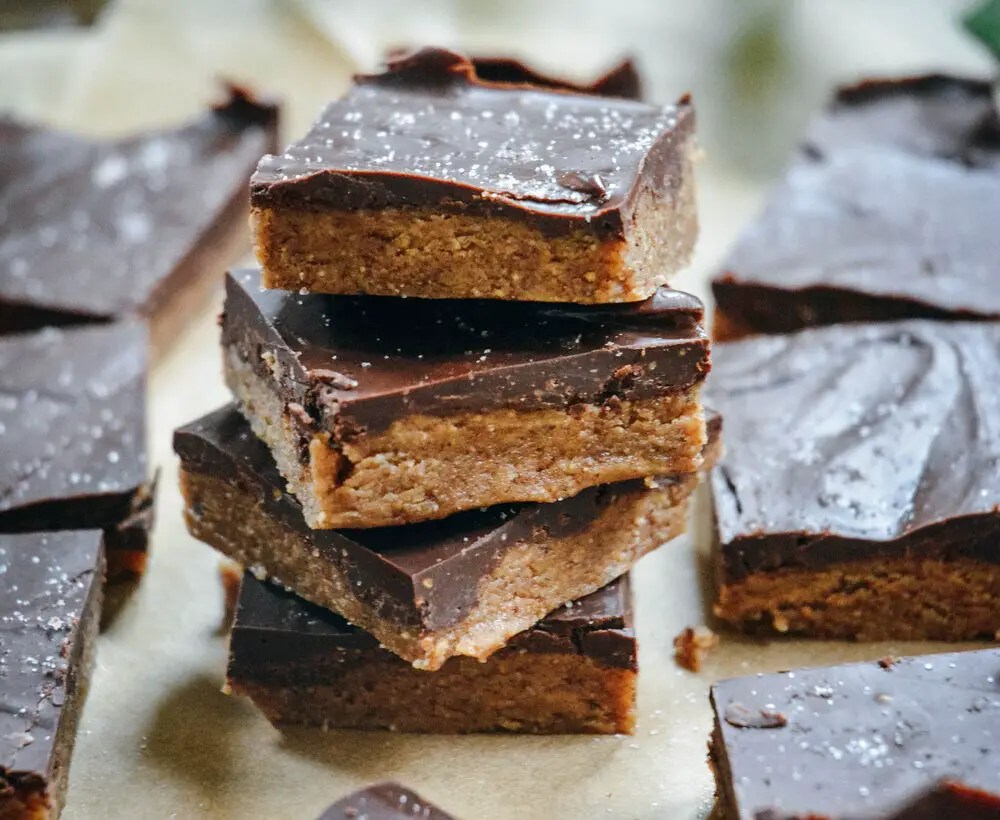 No-Bake Almond Butter Bars with Salted Chocolate