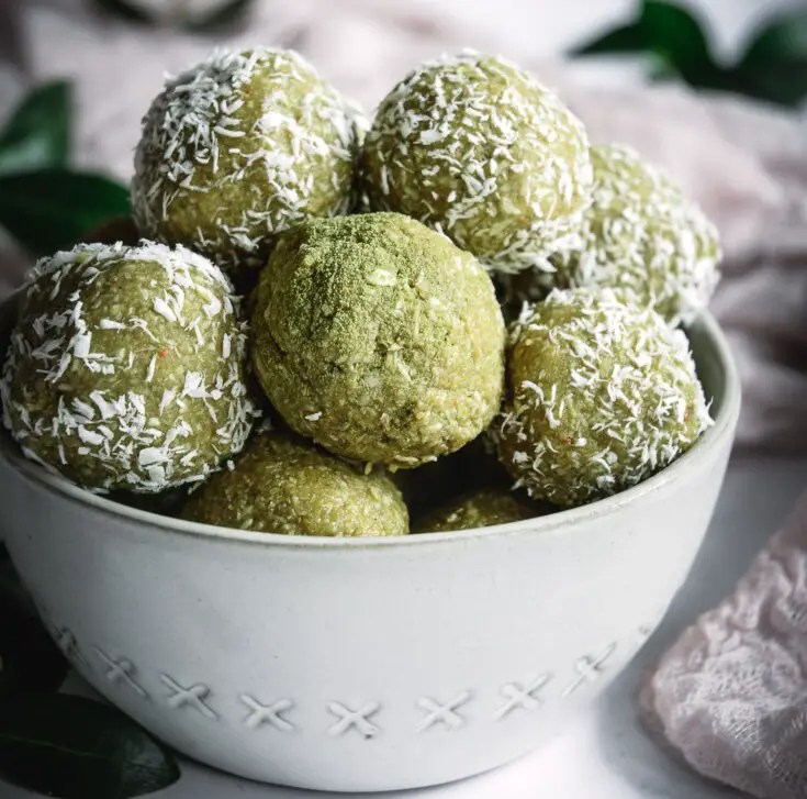 Coconut Cashew Matcha Honey Energy Bites