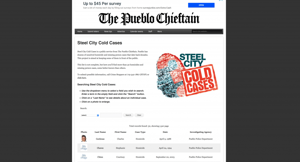 Cold case database