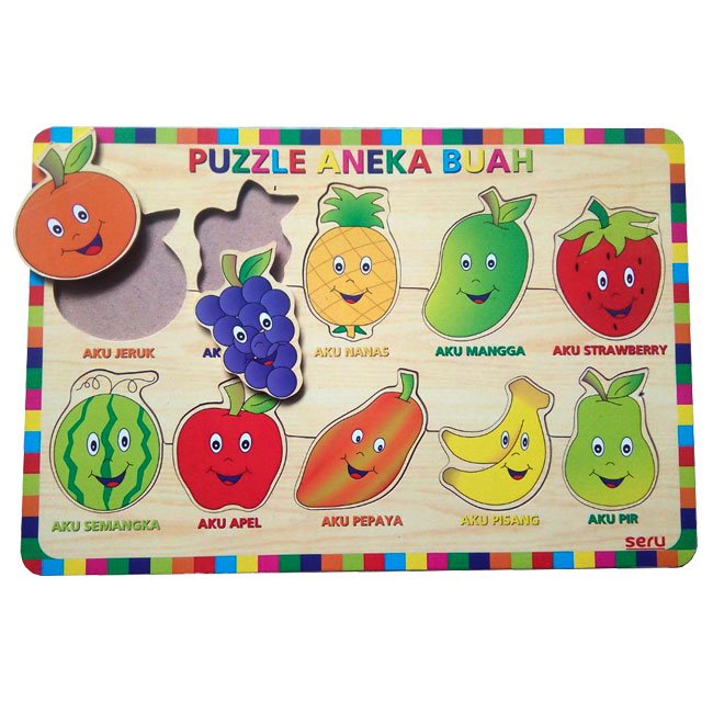 Puzzle Buah Buahan Puzzle Aneka Buah Kayu Seru, Lukisan buah buahan dalam keranjang