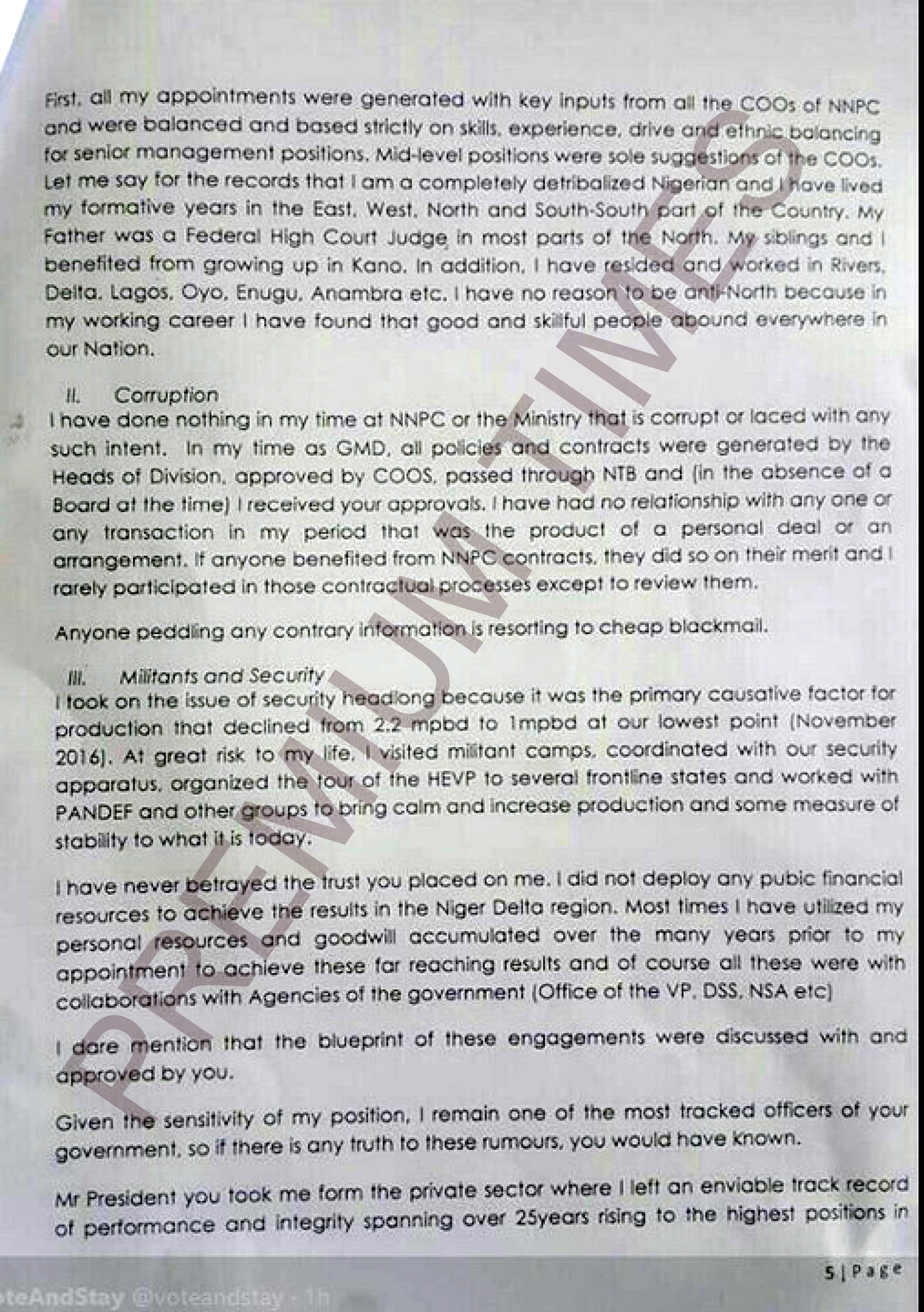 Kachikwu's Letter to PMB-5