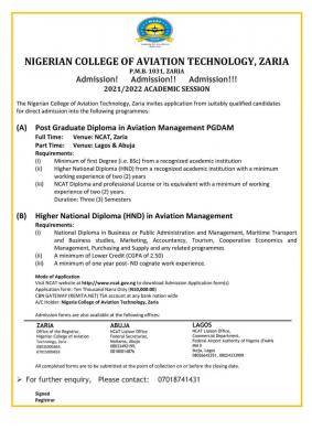 NCAT Admission Form For 2021/2022 Session 1 NCAT admission form for 2021/2022 session