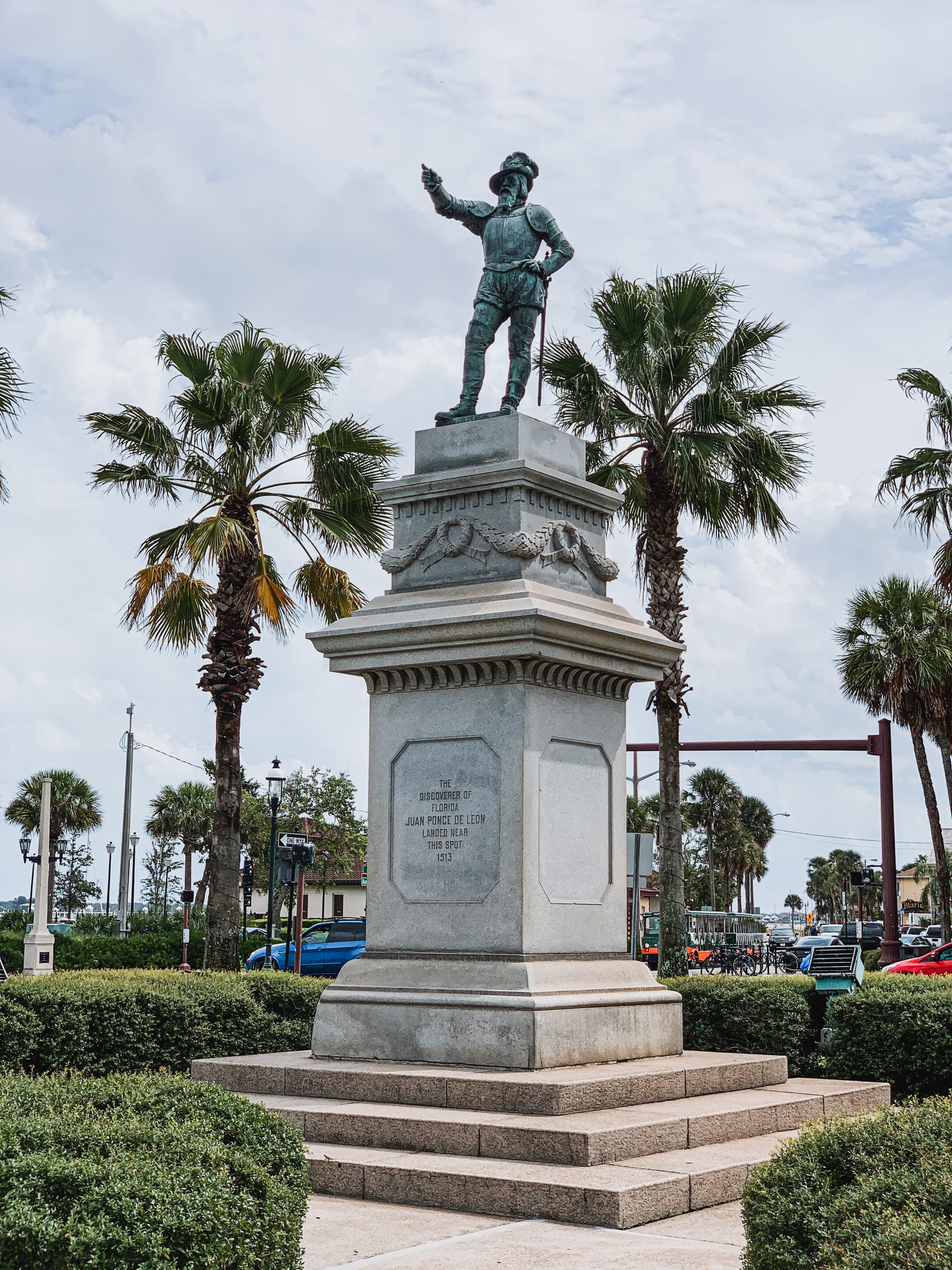 Juan Ponce De Leon statue in Saint Augustine, Florida, self-guided walking tour