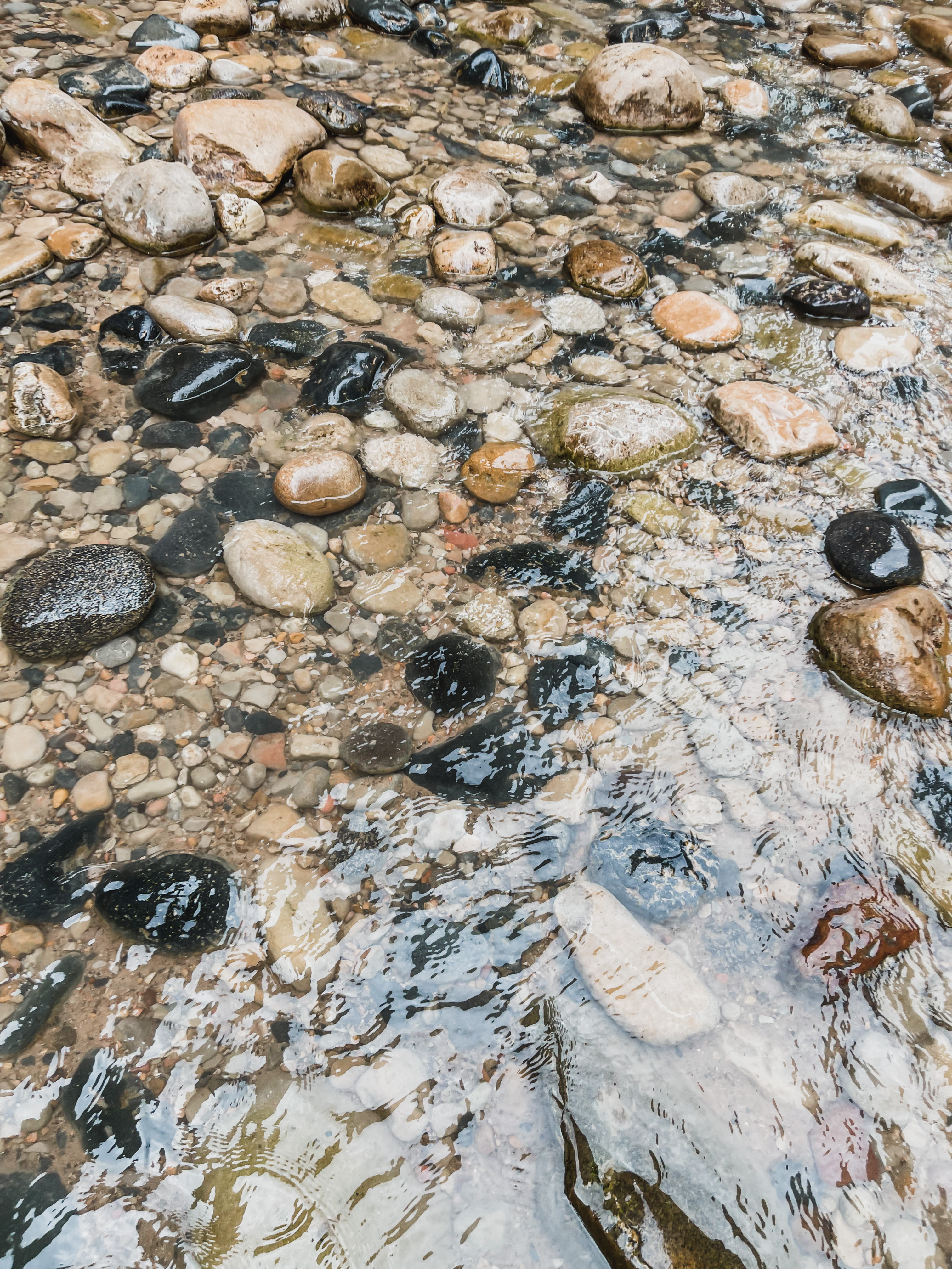 rocks on the riverbed in the narrows in zion