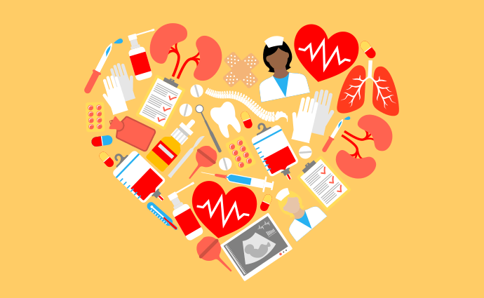 heart with items