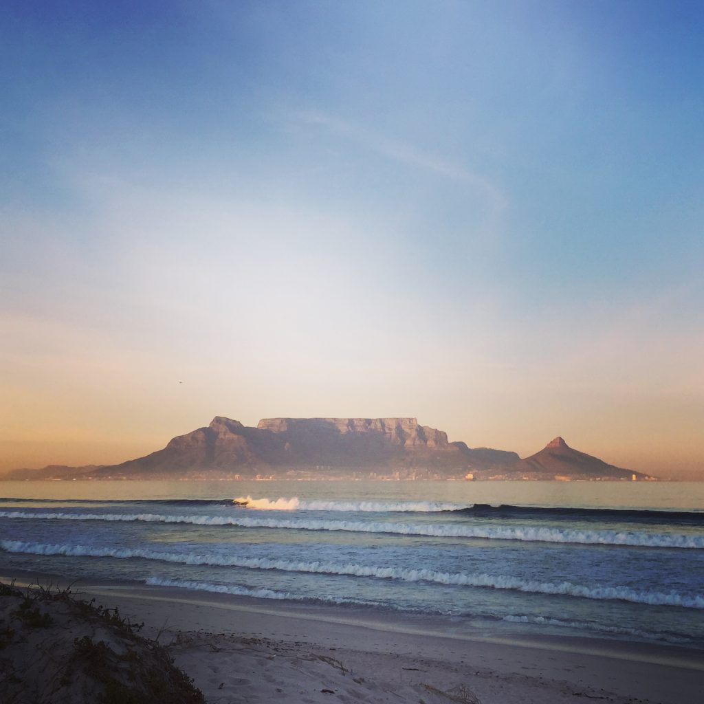 “Table Mountain, viewed from the suburb of Bloubergstrand, Cape Town, South Africa” by @dtolken