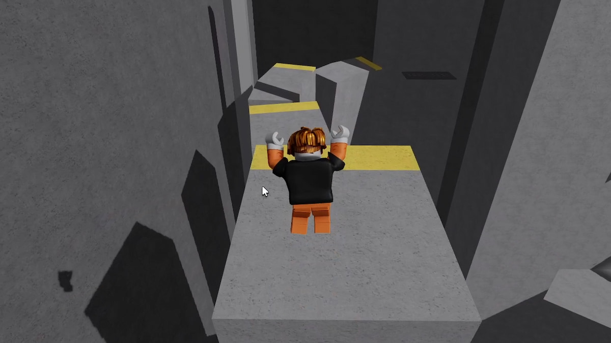 A player jumping in Barry's Prison Run