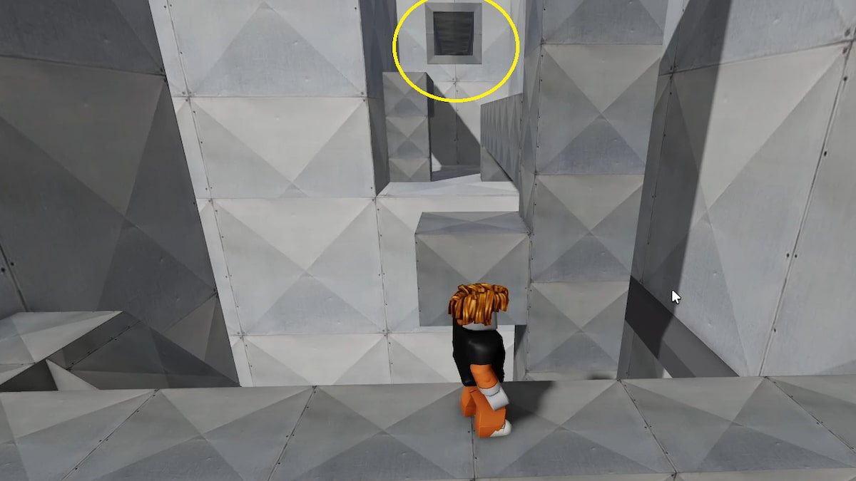 A player looking at a vent in Barry's Prison Run