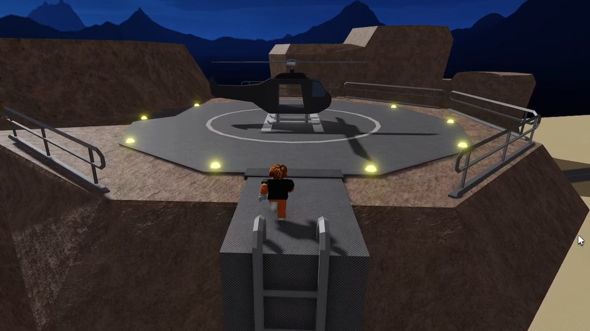 The player seeing a helicopter in Roblox Barry's Prison Run