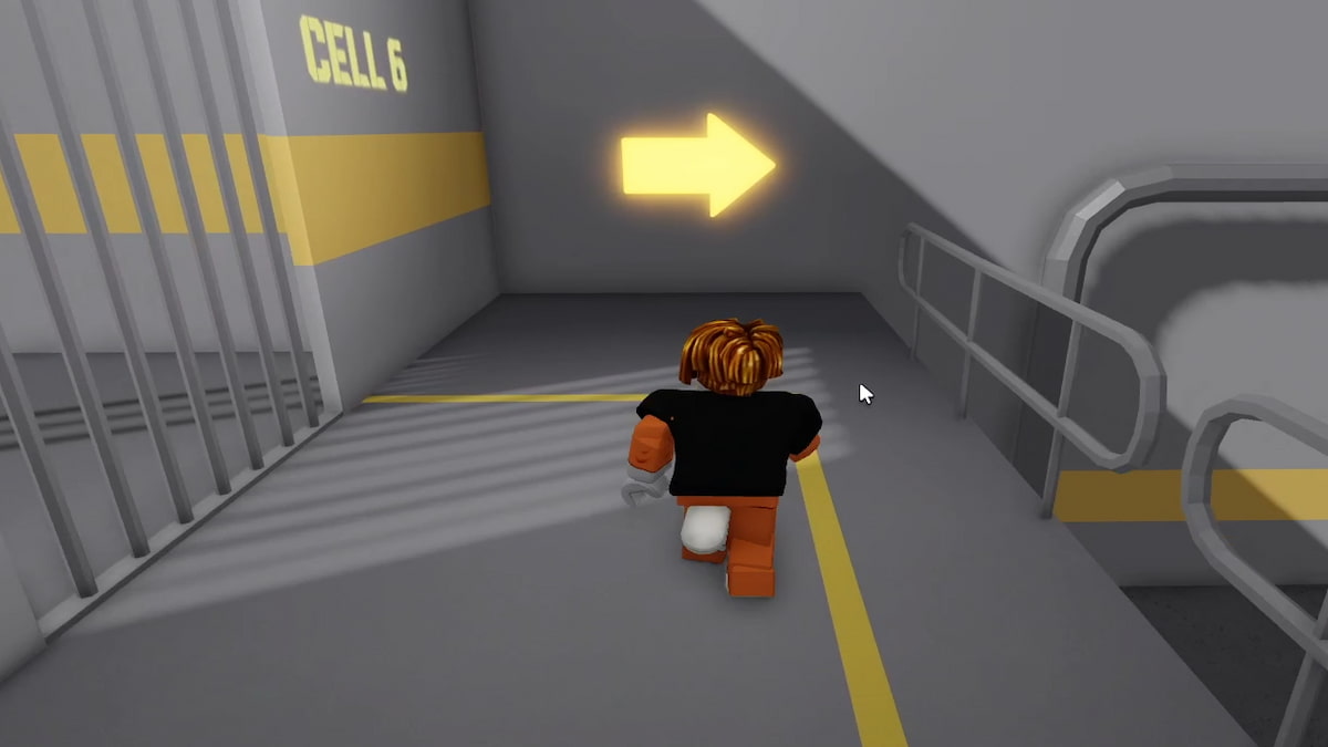 A player seeing an arrow Barry's Prison Run
