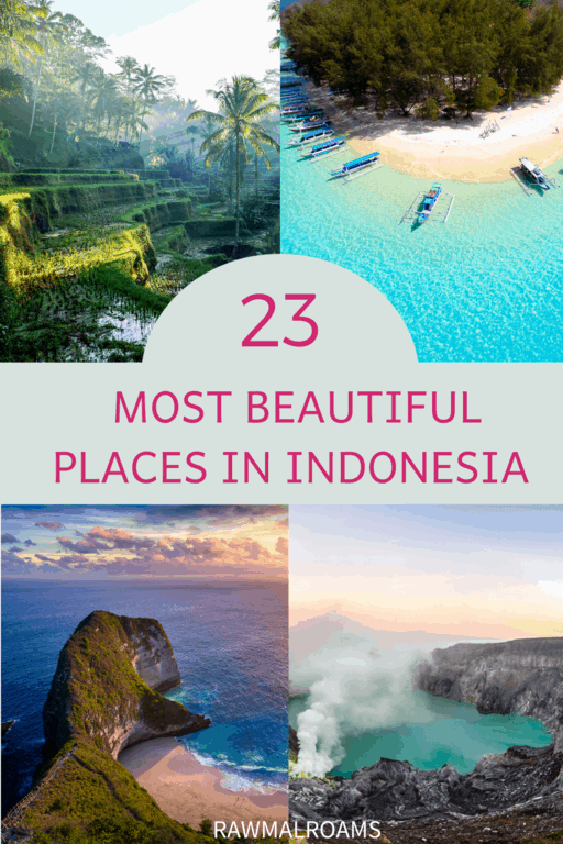 Get inspired with this list of 23 most beautiful places in Indonesia! #indonesiaplacestovisit #indonesiabucketlist #indonesia #indonesiaaesthetic